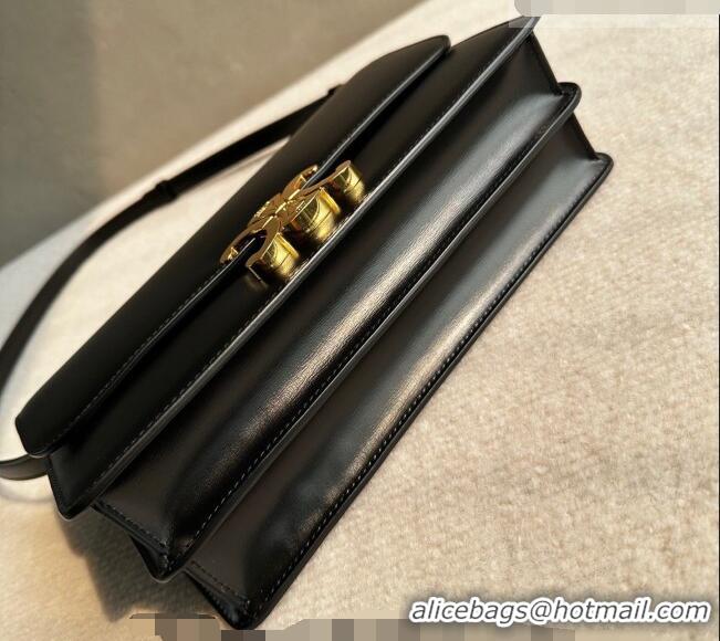 Grade Discount Celine Triomphe Folio Medium Bag in Calfskin Leather 102382 Black 2026