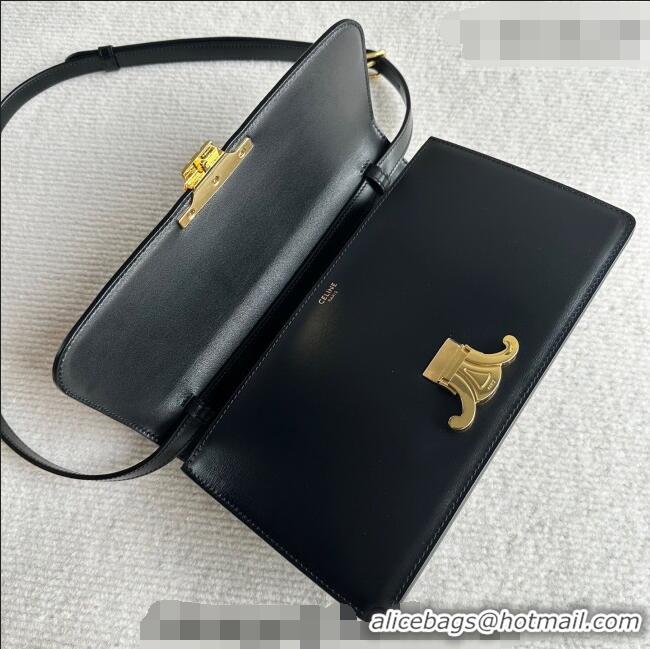 Grade Discount Celine Triomphe Folio Medium Bag in Calfskin Leather 102382 Black 2026
