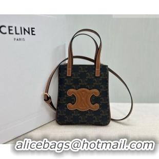 Top Quality Celine Cabas Triomphe Canvas Mini Tote 10N042 Brown 2026