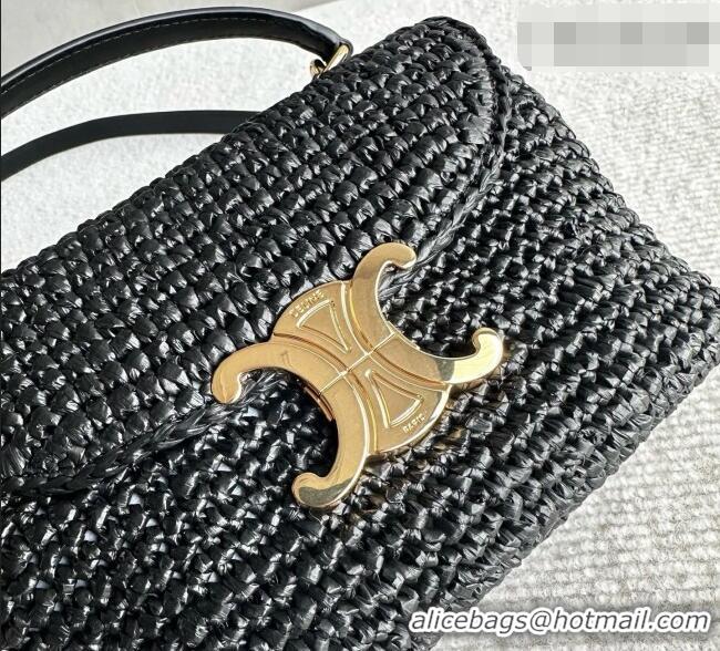 Famous Brand Celine Teen Nino Bag in Raffia Straw and Calfskin 118112 Black 2026