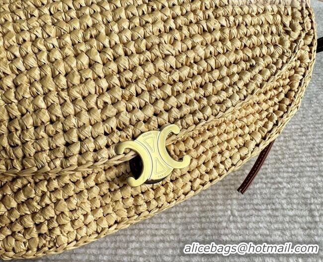 Grade Design Celine Little Halfmoon Soft Triomphe Bag in Raffia L10373 Beige 2026