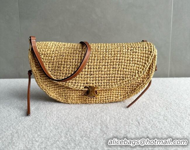 Grade Design Celine Little Halfmoon Soft Triomphe Bag in Raffia L10373 Beige 2026