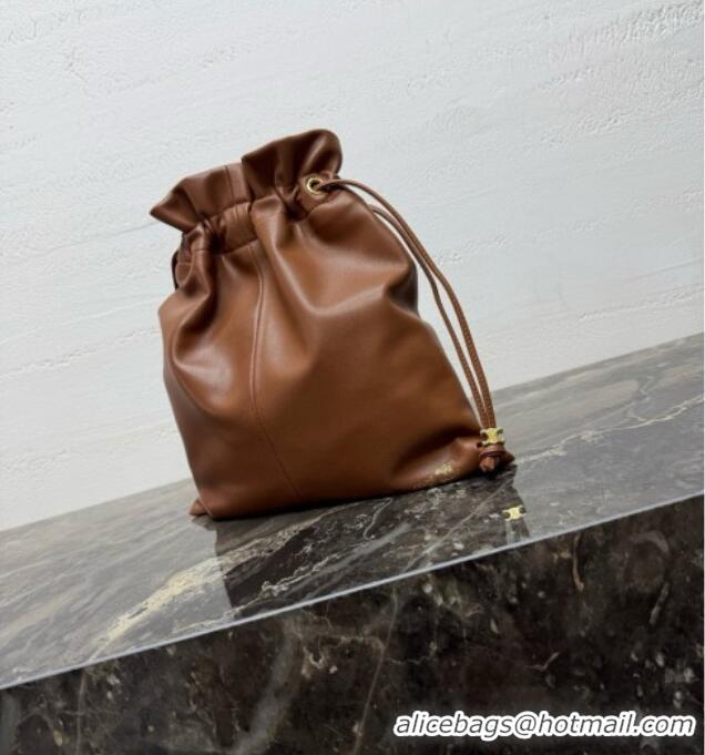 Reasonable Price Celine Small Crystal Pouch Bag in Lambskin Leather 123662 Brown 2026