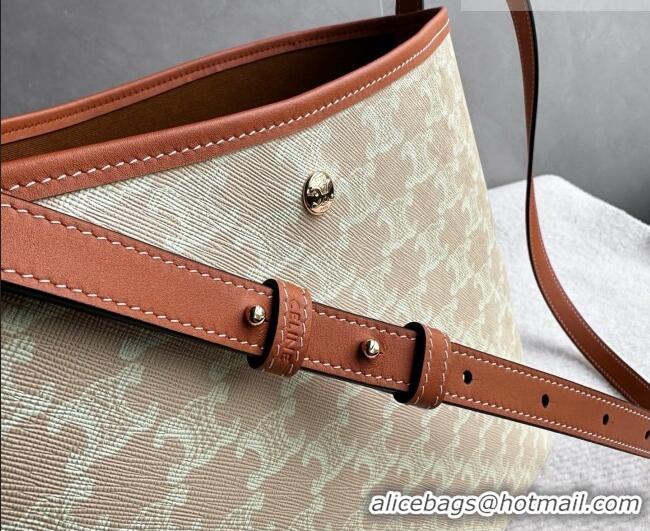 Promotional Celine Soft Shopping Bag in Triomphe Canvas and Calfskin Leather 123912 Beige 2026