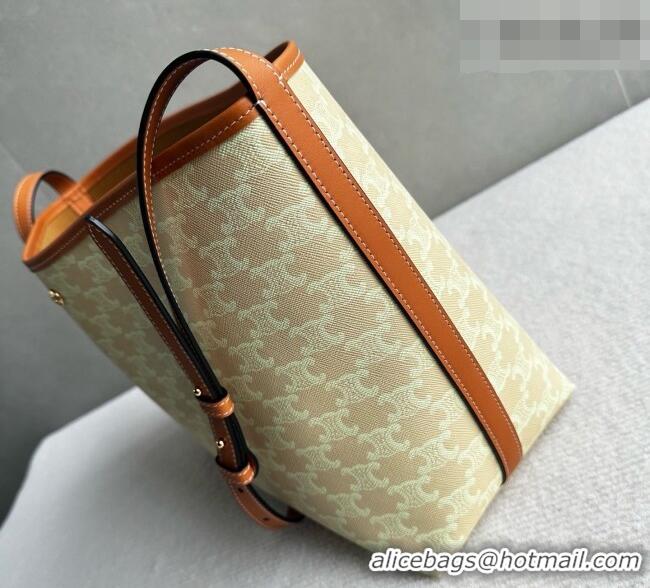 Promotional Celine Soft Shopping Bag in Triomphe Canvas and Calfskin Leather 123912 Beige 2026