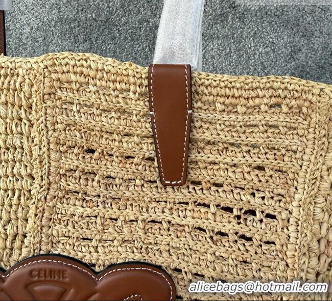 Grade Design Celine Raffia and Calfskin Tote Bag 119682 C090451 Beige/Brown 2026