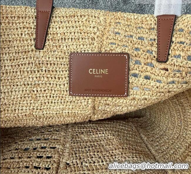 Grade Design Celine Raffia and Calfskin Tote Bag 119682 C090451 Beige/Brown 2026