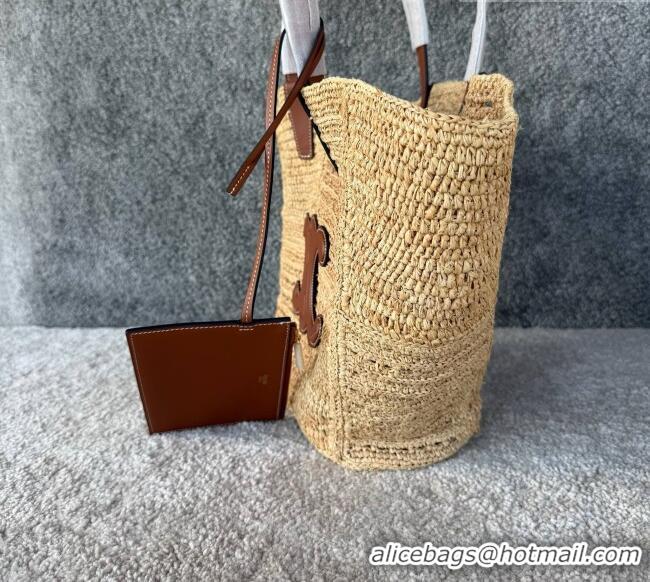 Grade Design Celine Raffia and Calfskin Tote Bag 119682 C090451 Beige/Brown 2026