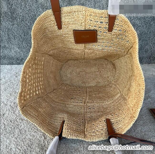 Grade Design Celine Raffia and Calfskin Tote Bag 119682 C090451 Beige/Brown 2026