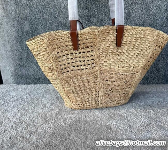 Grade Design Celine Raffia and Calfskin Tote Bag 119682 C090451 Beige/Brown 2026