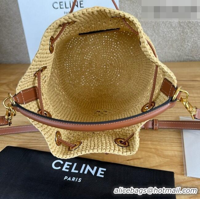 Inexpensive Celine Clara Bucket Bag in Raffia and Calfskin 116882 C090454 Beige 2026