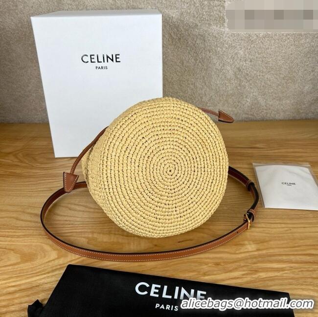 Inexpensive Celine Clara Bucket Bag in Raffia and Calfskin 116882 C090454 Beige 2026