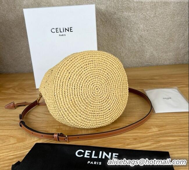 Inexpensive Celine Clara Bucket Bag in Raffia and Calfskin 116882 C090454 Beige 2026
