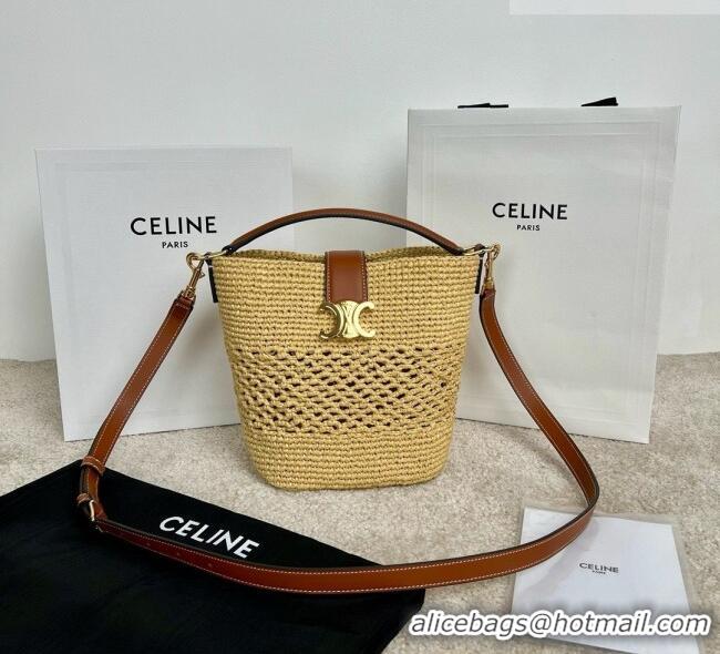 Promotional Celine Small Louise Bag in Raffia and Calfskin 119742 C090455 Beige 2026