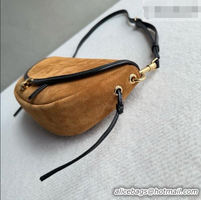 Pretty Style Celine Halfmoon Soft Triomphe Small Bag in Suede L10375 Brown 2026