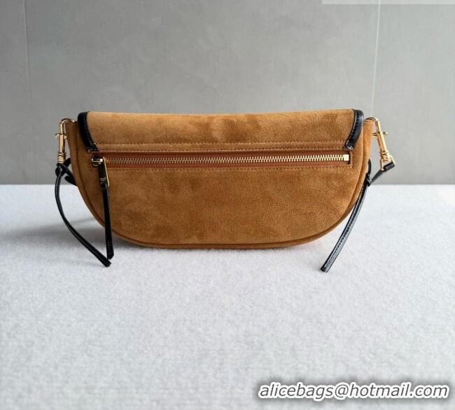 Pretty Style Celine Halfmoon Soft Triomphe Small Bag in Suede L10375 Brown 2026