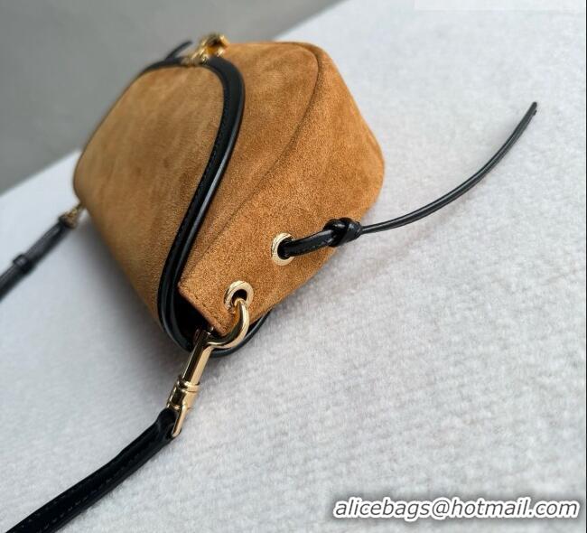 Pretty Style Celine Halfmoon Soft Triomphe Small Bag in Suede L10375 Brown 2026