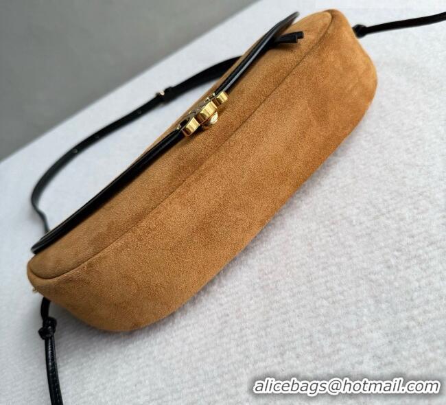Pretty Style Celine Halfmoon Soft Triomphe Small Bag in Suede L10375 Brown 2026