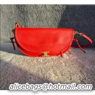 Top Design Celine Halfmoon Soft Triomphe Small Bag in Supple Lambskin L10373 Red 2026