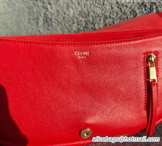 Top Design Celine Halfmoon Soft Triomphe Small Bag in Supple Lambskin L10373 Red 2026