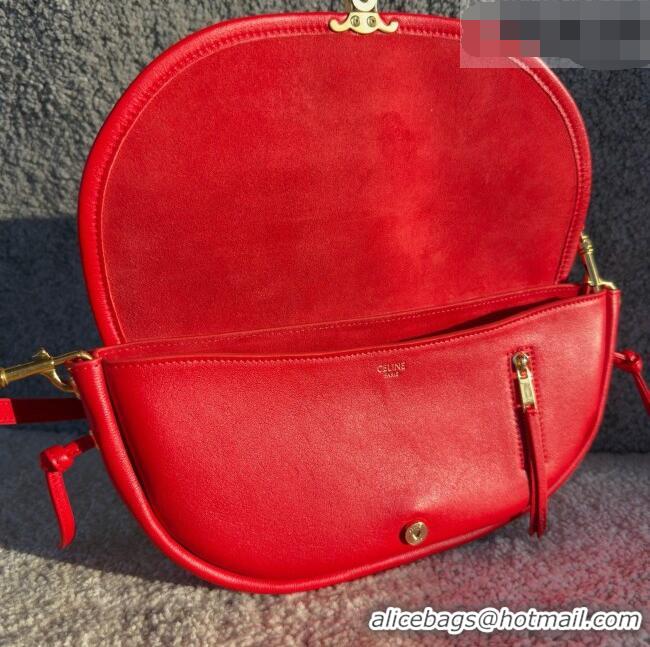 Top Design Celine Halfmoon Soft Triomphe Small Bag in Supple Lambskin L10373 Red 2026