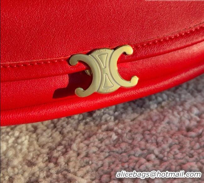 Top Design Celine Halfmoon Soft Triomphe Small Bag in Supple Lambskin L10373 Red 2026