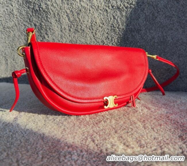 Top Design Celine Halfmoon Soft Triomphe Small Bag in Supple Lambskin L10373 Red 2026