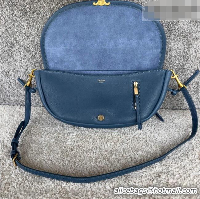 Market Sells Celine Halfmoon Soft Triomphe Small Bag in Supple Lambskin L10373 Blue 2026