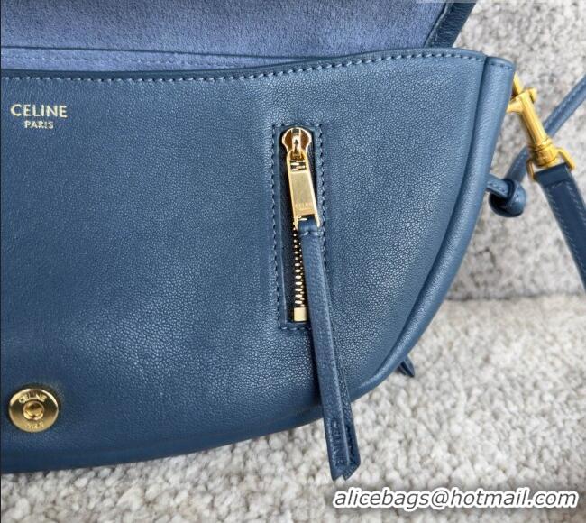Market Sells Celine Halfmoon Soft Triomphe Small Bag in Supple Lambskin L10373 Blue 2026