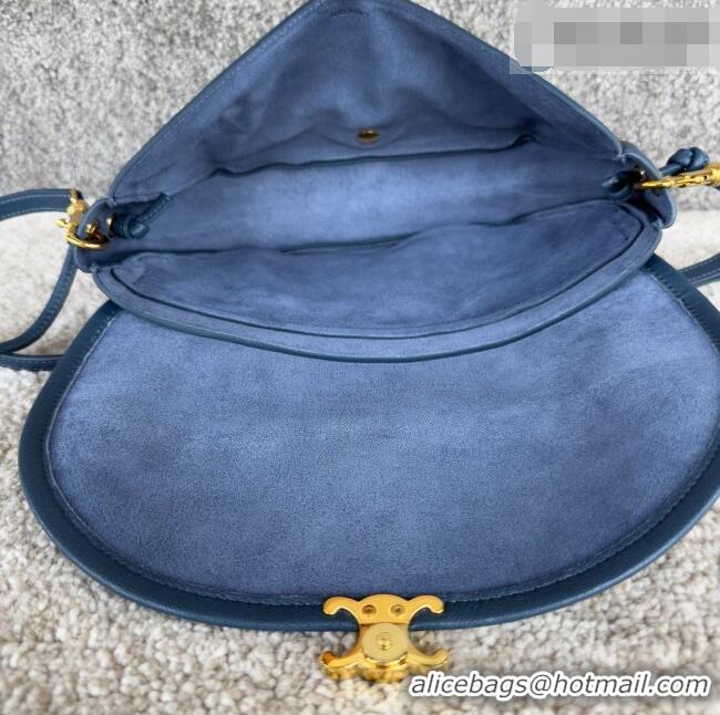 Market Sells Celine Halfmoon Soft Triomphe Small Bag in Supple Lambskin L10373 Blue 2026