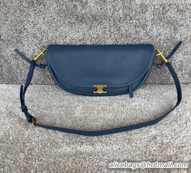 Market Sells Celine Halfmoon Soft Triomphe Small Bag in Supple Lambskin L10373 Blue 2026