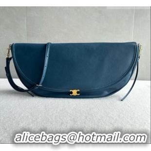 Well Crafted Celine Halfmoon Soft Triomphe Bag in Supple Shiny Lambskin 124142 Blue 2026