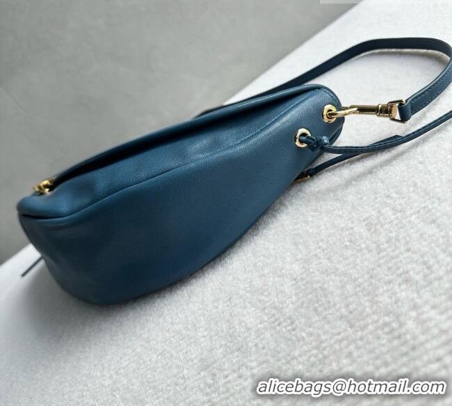 Well Crafted Celine Halfmoon Soft Triomphe Bag in Supple Shiny Lambskin 124142 Blue 2026