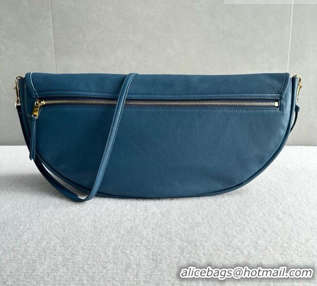 Well Crafted Celine Halfmoon Soft Triomphe Bag in Supple Shiny Lambskin 124142 Blue 2026