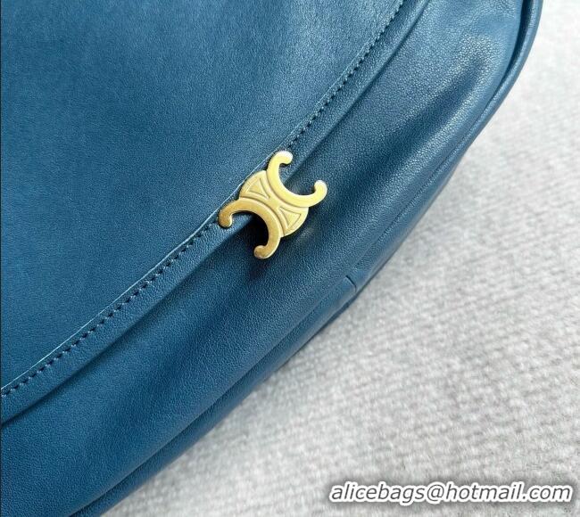 Well Crafted Celine Halfmoon Soft Triomphe Bag in Supple Shiny Lambskin 124142 Blue 2026