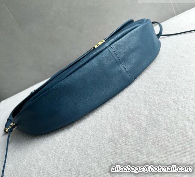 Well Crafted Celine Halfmoon Soft Triomphe Bag in Supple Shiny Lambskin 124142 Blue 2026