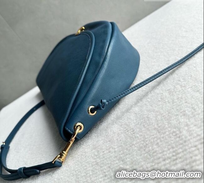 Well Crafted Celine Halfmoon Soft Triomphe Bag in Supple Shiny Lambskin 124142 Blue 2026