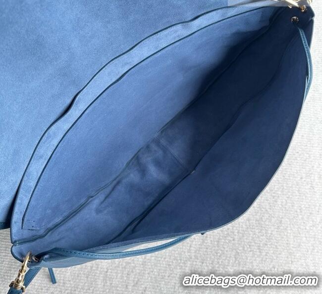 Well Crafted Celine Halfmoon Soft Triomphe Bag in Supple Shiny Lambskin 124142 Blue 2026
