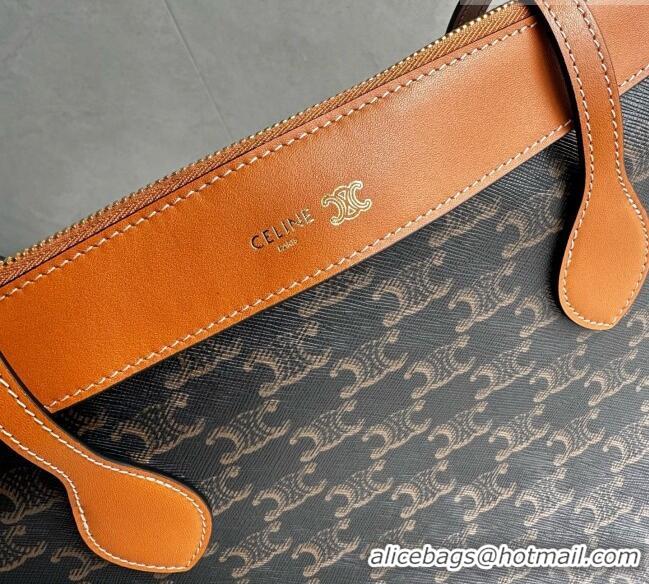 Top Grade Celine Duffle in Triomphe Canvas and Natual Calfskin L10663 Brown 2026