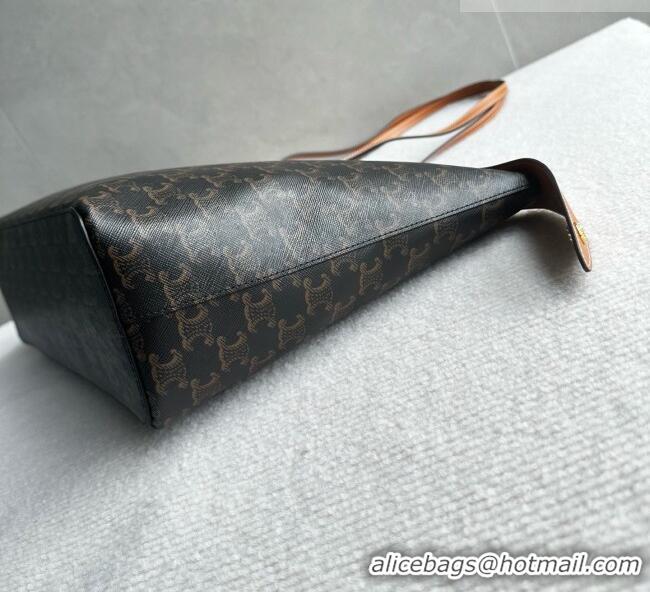 Top Grade Celine Duffle in Triomphe Canvas and Natual Calfskin L10663 Brown 2026
