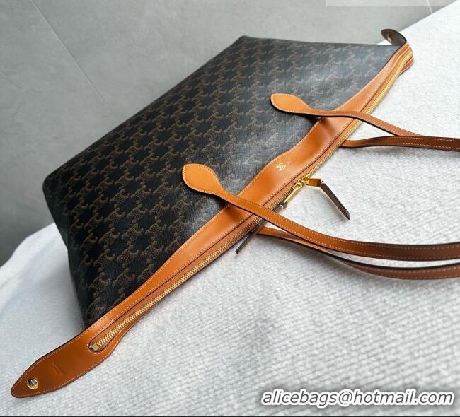 Top Grade Celine Duffle in Triomphe Canvas and Natual Calfskin L10663 Brown 2026