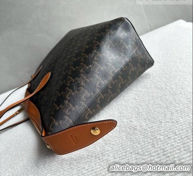 Top Grade Celine Duffle in Triomphe Canvas and Natual Calfskin L10663 Brown 2026