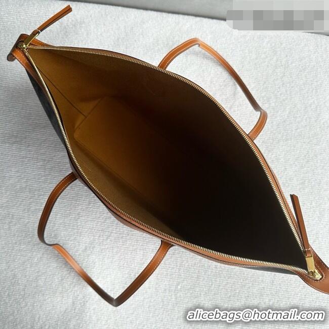 Top Grade Celine Duffle in Triomphe Canvas and Natual Calfskin L10663 Brown 2026