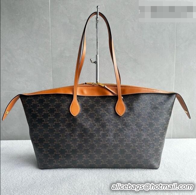 Top Grade Celine Duffle in Triomphe Canvas and Natual Calfskin L10663 Brown 2026