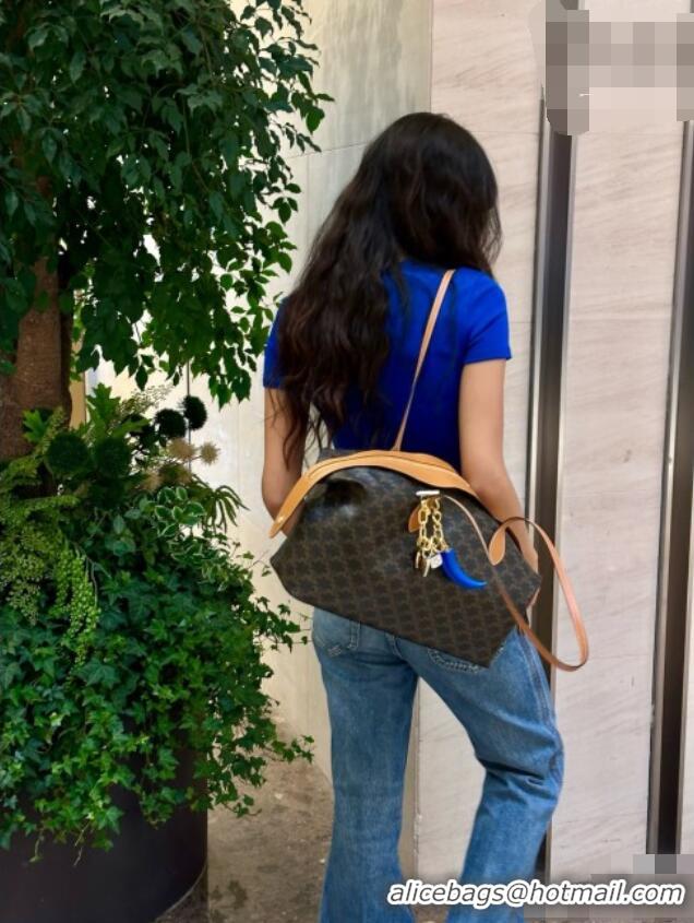 Top Grade Celine Duffle in Triomphe Canvas and Natual Calfskin L10663 Brown 2026