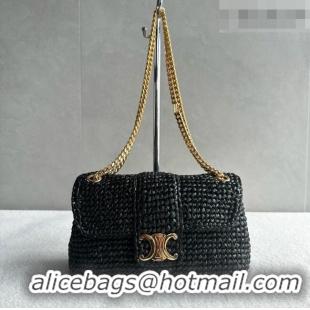 Best Price Discount Celine Teen Victoire Bag in Raffia 116593 Black 2026