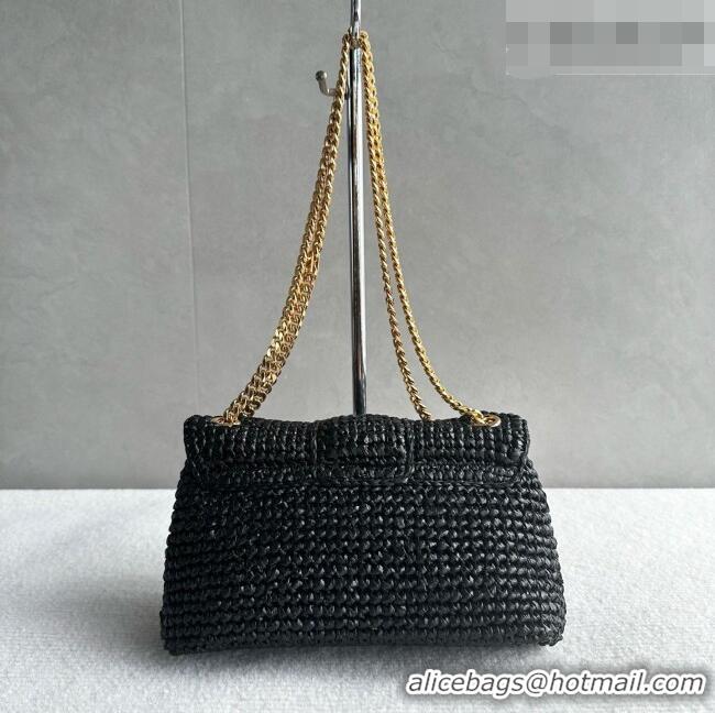 Best Price Discount Celine Teen Victoire Bag in Raffia 116593 Black 2026