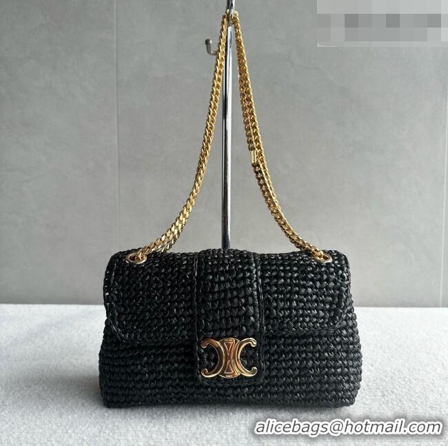 Best Price Discount Celine Teen Victoire Bag in Raffia 116593 Black 2026