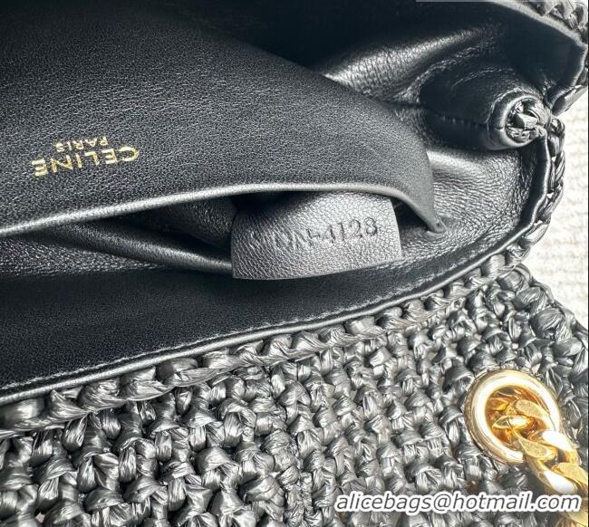 Best Price Discount Celine Teen Victoire Bag in Raffia 116593 Black 2026