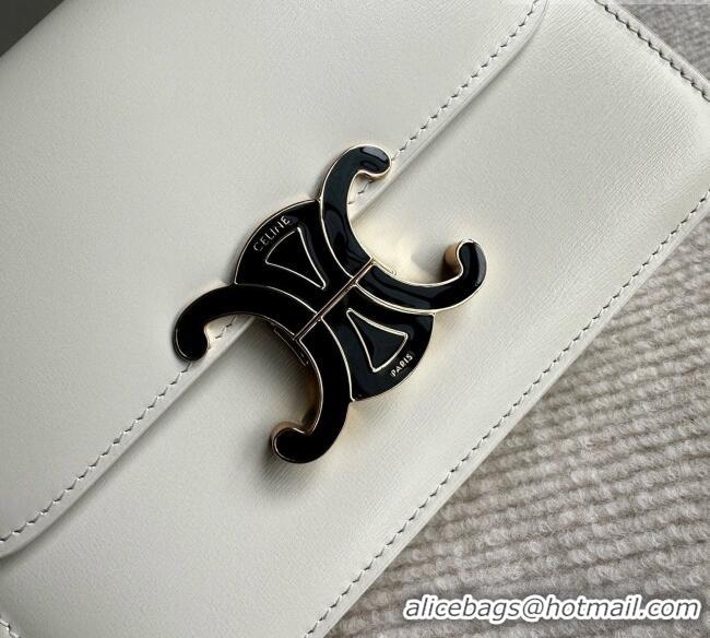 Low Price Celine Teen Triomphe Bag in Shiny Calfskin 188424 White/Black 2026